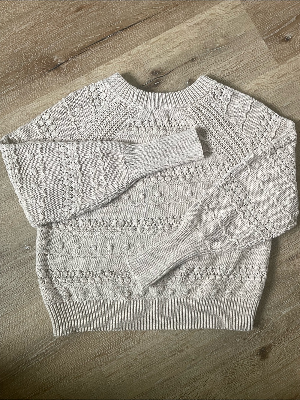 Cream Textured Knit Women's Sweater